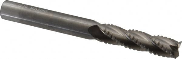 M.A. Ford - 7/16" Diam, 1-3/4" LOC, 4 Flute Solid Carbide Roughing & Finishing Square End Mill - Uncoated, 4" OAL, 7/16" Shank Diam, Straight Shank, 30° Helix, Centercutting, Extra Long Length - Americas Industrial Supply