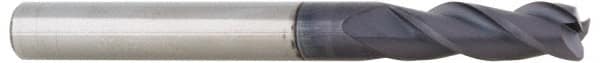 Accupro - 1", 3 Flute, Single End, Solid Carbide, 0.03" Corner Radius End Mill - 3" OAL, 35° Helix, Right Hand Flute, 1-1/4" LOC, Right Hand Cut - Americas Industrial Supply