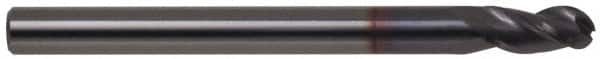 Accupro - 5/8" Diam, 3/4" LOC, 3 Flute Solid Carbide Ball End Mill - AlTiN Finish, Single End, 3" OAL, 5/8" Shank Diam, Spiral Flute - Americas Industrial Supply