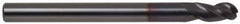 Accupro - 9/32" Diam, 13/16" LOC, 3 Flute Solid Carbide Ball End Mill - AlTiN Finish, Single End, 2-1/2" OAL, 5/16" Shank Diam, Spiral Flute - Americas Industrial Supply