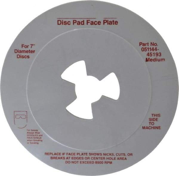 3M - 7" Max Diam, Abrasive Disc Face Plate - 5/8-11, 7,000 RPM - Americas Industrial Supply
