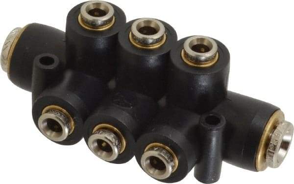 Norgren - 1/4" Inlet, 5/32" Outlet Manifold - 175°F Max, 260 Max PSI, 2 Inlet Ports, 3 Outlet Ports - Americas Industrial Supply