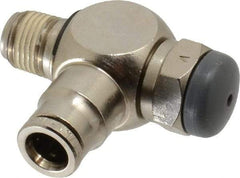 Norgren - 1/8" Tube Inlet x 1/4" NPT Outlet Tamper Resistant Flow Control Valve - 5 to 150 psi, Needle Valve & Brass Material - Americas Industrial Supply