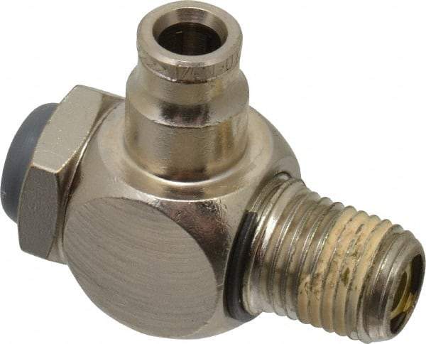 Norgren - 1/4" Tube Inlet x 1/4" NPT Outlet Tamper Resistant Flow Control Valve - 5 to 150 psi, Needle Valve & Brass Material - Americas Industrial Supply
