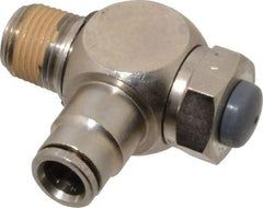 Norgren - 3/8" Tube Inlet x 3/8" NPT Outlet Tamper Resistant Flow Control Valve - 5 to 150 psi, Needle Valve & Brass Material - Americas Industrial Supply