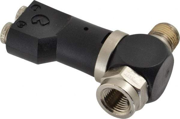 Norgren - 5/32" Tube x 1/8" NPTF Pressure Sensor Fitting Valve - 0 to 145 psi & Brass Material - Americas Industrial Supply