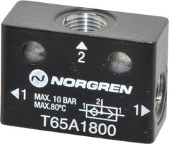Norgren - 1/8" NPT x 1/8" NPT Shuttle Valve - 10 to 145 psi & Zinc Body - Americas Industrial Supply