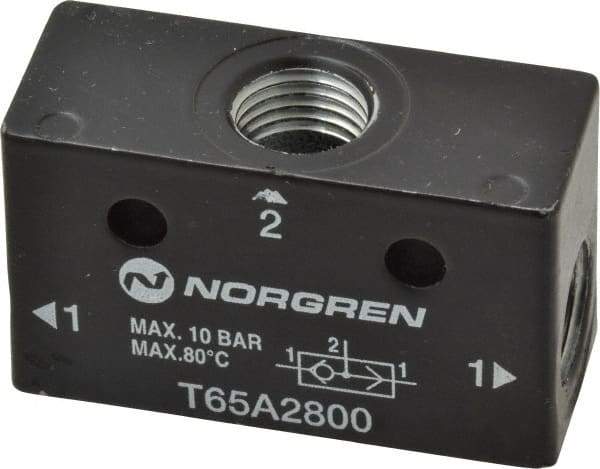 Norgren - 1/4" NPT x 1/4" NPT Shuttle Valve - 10 to 145 psi & Zinc Body - Americas Industrial Supply
