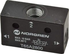 Norgren - 1/4" NPT x 1/4" NPT Shuttle Valve - 10 to 145 psi & Zinc Body - Americas Industrial Supply