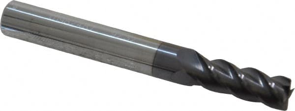 Accupro - 9/32", 3/4" LOC, 5/16" Shank Diam, 2-1/2" OAL, 4 Flute, Solid Carbide Square End Mill - Single End, AlTiN Finish, Spiral Flute, 40° Helix, Centercutting, Right Hand Cut, Right Hand Flute - Americas Industrial Supply