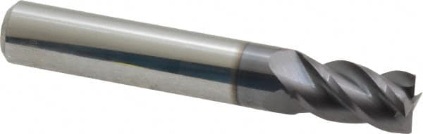 Accupro - 19/64", 1/2" LOC, 5/16" Shank Diam, 2" OAL, 4 Flute, Solid Carbide Square End Mill - Single End, AlTiN Finish, Spiral Flute, 40° Helix, Centercutting, Right Hand Cut, Right Hand Flute - Americas Industrial Supply