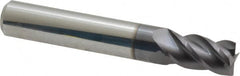 Accupro - 19/64", 1/2" LOC, 5/16" Shank Diam, 2" OAL, 4 Flute, Solid Carbide Square End Mill - Single End, AlTiN Finish, Spiral Flute, 40° Helix, Centercutting, Right Hand Cut, Right Hand Flute - Americas Industrial Supply