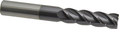 Accupro - 5/8", 2-1/8" LOC, 5/8" Shank Diam, 4-5/8" OAL, 4 Flute, Solid Carbide Square End Mill - Single End, AlTiN Finish, Spiral Flute, 40° Helix, Centercutting, Right Hand Cut, Right Hand Flute - Americas Industrial Supply