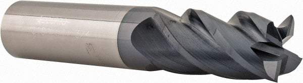 Accupro - 3/4", 1-1/2" LOC, 3/4" Shank Diam, 4" OAL, 4 Flute, Solid Carbide Square End Mill - Single End, AlTiN Finish, Spiral Flute, 40° Helix, Centercutting, Right Hand Cut, Right Hand Flute - Americas Industrial Supply