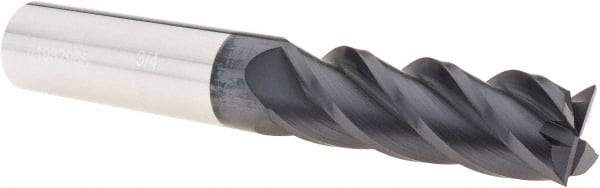 Accupro - 3/4", 2-1/4" LOC, 3/4" Shank Diam, 5" OAL, 4 Flute, Solid Carbide Square End Mill - Single End, AlTiN Finish, Spiral Flute, 40° Helix, Centercutting, Right Hand Cut, Right Hand Flute - Americas Industrial Supply