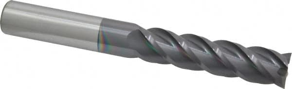 Accupro - 3/4", 3" LOC, 3/4" Shank Diam, 6" OAL, 4 Flute, Solid Carbide Square End Mill - Single End, AlTiN Finish, Spiral Flute, 40° Helix, Centercutting, Right Hand Cut, Right Hand Flute - Americas Industrial Supply