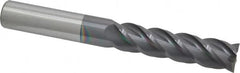 Accupro - 3/4", 3" LOC, 3/4" Shank Diam, 6" OAL, 4 Flute, Solid Carbide Square End Mill - Single End, AlTiN Finish, Spiral Flute, 40° Helix, Centercutting, Right Hand Cut, Right Hand Flute - Americas Industrial Supply