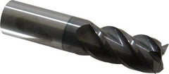 Accupro - 7/8", 1-3/4" LOC, 7/8" Shank Diam, 4" OAL, 4 Flute, Solid Carbide Square End Mill - Single End, AlTiN Finish, Spiral Flute, 40° Helix, Centercutting, Right Hand Cut, Right Hand Flute - Americas Industrial Supply