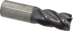 Accupro - 1", 1-3/4" LOC, 1" Shank Diam, 4" OAL, 4 Flute, Solid Carbide Square End Mill - Single End, AlTiN Finish, Spiral Flute, 40° Helix, Centercutting, Right Hand Cut, Right Hand Flute - Americas Industrial Supply
