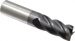 Accupro - 1", 2-1/4" LOC, 1" Shank Diam, 5" OAL, 4 Flute, Solid Carbide Square End Mill - Single End, AlTiN Finish, Spiral Flute, 40° Helix, Centercutting, Right Hand Cut, Right Hand Flute - Americas Industrial Supply