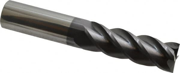 Accupro - 1", 3" LOC, 1" Shank Diam, 6" OAL, 4 Flute, Solid Carbide Square End Mill - Single End, AlTiN Finish, Spiral Flute, 40° Helix, Centercutting, Right Hand Cut, Right Hand Flute - Americas Industrial Supply