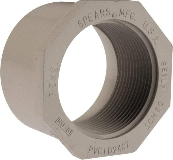 Value Collection - 3 x 2-1/2" PVC Plastic Pipe Bushing - Schedule 40, Spig x FIPT End Connections - Americas Industrial Supply