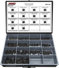 Value Collection - 500 Piece, 5/16 to 1/2, Steel Set Screw Assortment - Socket Cap Head, Hex Socket Drive, 1 to 3/4" Long - Americas Industrial Supply