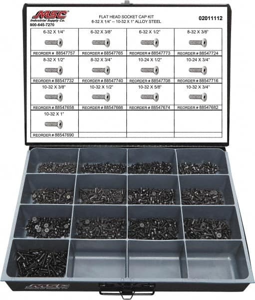 Value Collection - 1,300 Piece Steel Socket Head Cap Screws - #6 to #10 Thread - Americas Industrial Supply