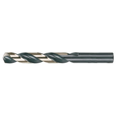 15/32 RHS / RHC HSS 135 Degree Split Point Heavy Duty Jobber Length Drill - Black & Gold - Exact Industrial Supply
