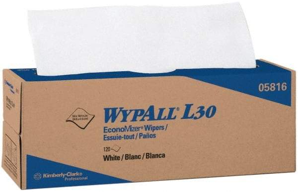 WypAll - L30 Dry General Purpose Wipes - Pop-Up, 9-3/4" x 16-3/8" Sheet Size, White - Americas Industrial Supply