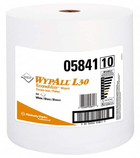 WypAll - L30 Dry General Purpose Wipes - Jumbo Roll, 13-1/4" x 12-3/8" Sheet Size, White - Americas Industrial Supply