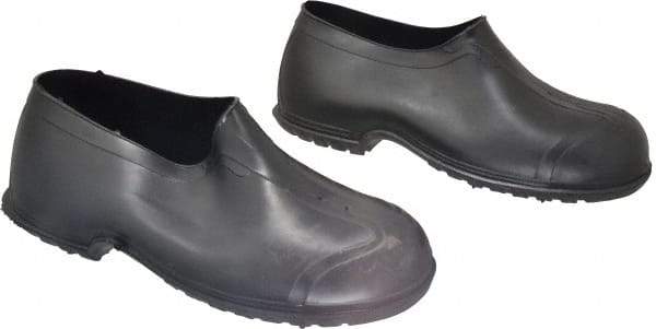 Dunlop Protective Footwear - Men's 8-9 Rain & Cold Resistant Overshoes - 4" High, Plain Toe, Nonslip & Cleated Sole, PVC Upper, Black - Americas Industrial Supply