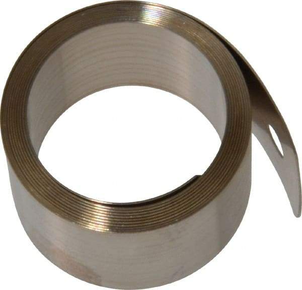 Gardner Spring - 0.012" Thick x 38" Long, 5 Lb Capacity Constant Force Spring - 0.81" Wide, 1.02" ID of Reflection, 1.84" Initial Extension, 0.187" End Hole Diam - Americas Industrial Supply