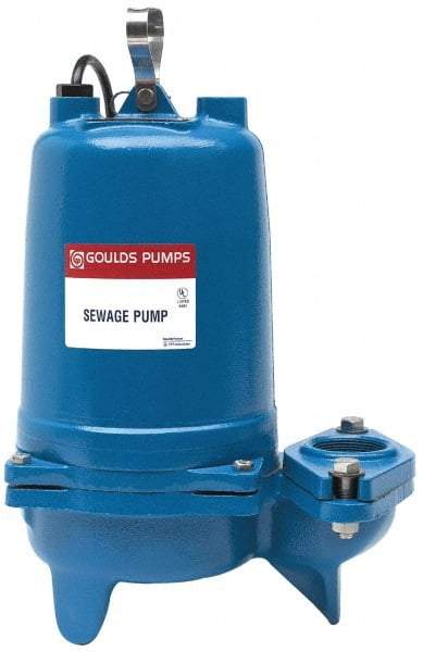 Goulds Pumps - 1/2 hp, 230 Amp Rating, 230 Volts, Nonautomatic Operation, Sewage Pump - 1 Phase, Cast Iron Housing - Americas Industrial Supply