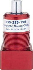 De-Sta-Co - 27 Lb Clamping Force, Right Hand Swing, 26.67mm Total Stroke, Double-Acting Pneumatic Swing Clamp - 10-32 Port, 66.55mm Body Length x 24.89mm Body Width, 0.55 Cu In, 100 Max psi - Americas Industrial Supply