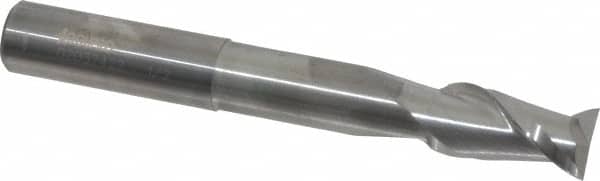 Accupro - 1/2", 1" LOC, 1/2" Shank Diam, 4" OAL, 2 Flute, Solid Carbide Square End Mill - Single End, Uncoated, Spiral Flute, 40° Helix, Centercutting, Right Hand Cut, Right Hand Flute - Americas Industrial Supply