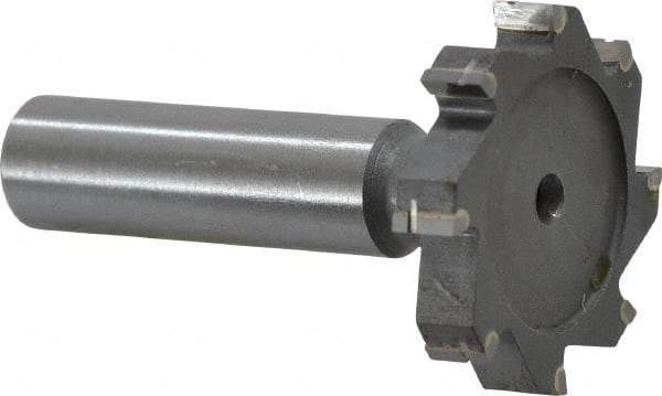 Made in USA - 1-3/8" Diam x 1/4" Face Width, Carbide-Tipped, 8 Teeth, Shank Connection Woodruff Keyseat Cutter - Uncoated, 2-1/4" OAL x 1/2" Shank, Straight Teeth, ANSI 811, Old Standard 22 - Americas Industrial Supply