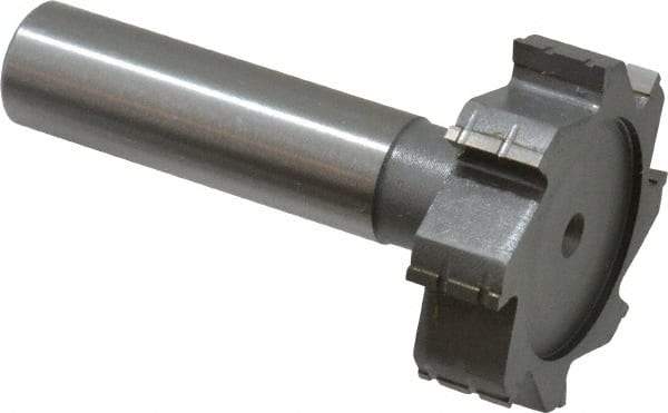 Made in USA - 1-3/8" Diam x 3/8" Face Width, Carbide-Tipped, 8 Teeth, Shank Connection Woodruff Keyseat Cutter - Uncoated, 2-3/8" OAL x 1/2" Shank, Straight Teeth, ANSI 1211, Old Standard F - Americas Industrial Supply