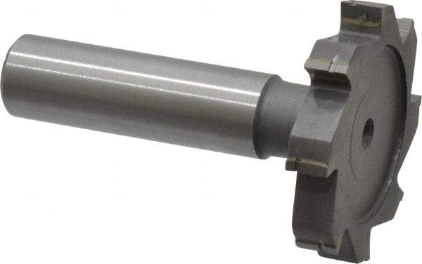 Made in USA - 1-1/2" Diam x 1/4" Face Width, Carbide-Tipped, 8 Teeth, Shank Connection Woodruff Keyseat Cutter - Uncoated, 2-1/4" OAL x 1/2" Shank, Straight Teeth, ANSI 812, Old Standard 24 - Americas Industrial Supply