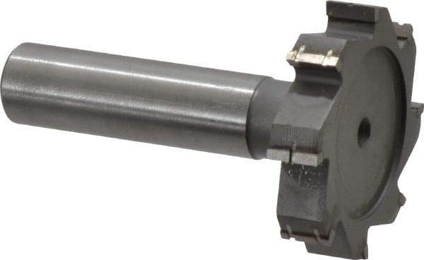 Made in USA - 1-1/2" Diam x 5/16" Face Width, Carbide-Tipped, 8 Teeth, Shank Connection Woodruff Keyseat Cutter - Uncoated, 2-5/16" OAL x 1/2" Shank, Straight Teeth, ANSI 1012, Old Standard 25 - Americas Industrial Supply