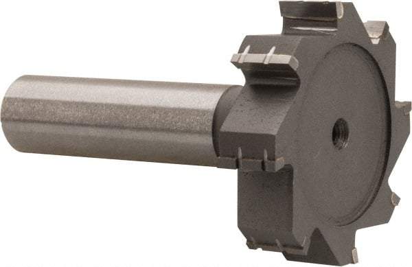 Made in USA - 1-1/2" Diam x 3/8" Face Width, Carbide-Tipped, 8 Teeth, Shank Connection Woodruff Keyseat Cutter - Uncoated, 2-3/8" OAL x 1/2" Shank, Straight Teeth, ANSI 1212, Old Standard G - Americas Industrial Supply
