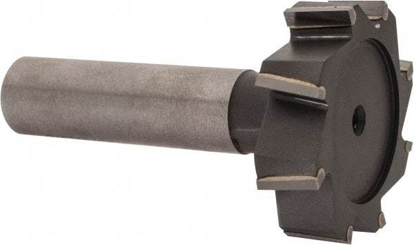 Made in USA - 1-3/8" Diam x 3/8" Face Width, Carbide-Tipped, 8 Teeth, Shank Connection Woodruff Keyseat Cutter - Uncoated, 2-3/8" OAL x 1/2" Shank, Staggered Teeth, ANSI 1211, Old Standard F - Americas Industrial Supply