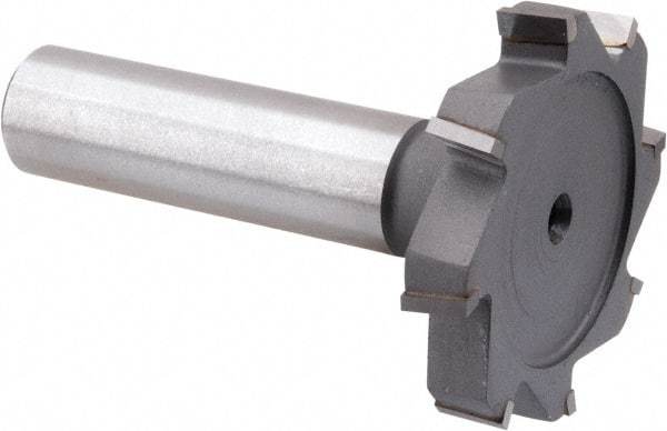 Made in USA - 1-1/2" Diam x 1/4" Face Width, Carbide-Tipped, 8 Teeth, Shank Connection Woodruff Keyseat Cutter - Uncoated, 2-1/4" OAL x 1/2" Shank, Staggered Teeth, ANSI 812, Old Standard 24 - Americas Industrial Supply