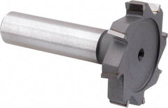 Made in USA - 1-1/2" Diam x 1/4" Face Width, Carbide-Tipped, 8 Teeth, Shank Connection Woodruff Keyseat Cutter - Uncoated, 2-1/4" OAL x 1/2" Shank, Staggered Teeth, ANSI 812, Old Standard 24 - Americas Industrial Supply