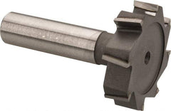 Made in USA - 1-1/2" Diam x 3/8" Face Width, Carbide-Tipped, 8 Teeth, Shank Connection Woodruff Keyseat Cutter - Uncoated, 2-3/8" OAL x 1/2" Shank, Staggered Teeth, ANSI 1212, Old Standard G - Americas Industrial Supply