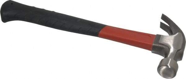 Plumb - 1 Lb Head, Curved-Premium Plumb Hammer - 13-1/2" OAL, Smooth Face, Fiberglass Handle with Grip - Americas Industrial Supply