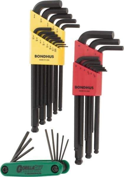 Bondhus - 30 Piece Hex Key Set - Hex Range 0.05 to 3/8", Protanium - Americas Industrial Supply