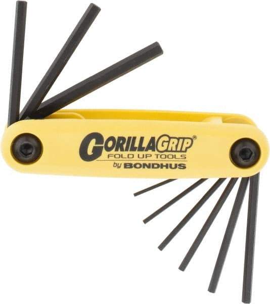 Bondhus - 9 Piece Fold-Up Hex Key Set - Hex Range 0.05 to 3/16" - Americas Industrial Supply