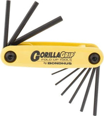 Bondhus - 9 Piece Fold-Up Hex Key Set - Hex Range 0.05 to 3/16" - Americas Industrial Supply