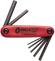 Bondhus - 7 Piece Fold-Up Hex Key Set - Hex Range 1.5 to 6mm - Americas Industrial Supply